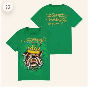 EUC Men’s Ed Hardy Bulldog Rhinestone Royalty Tee in Kelly green Size Large